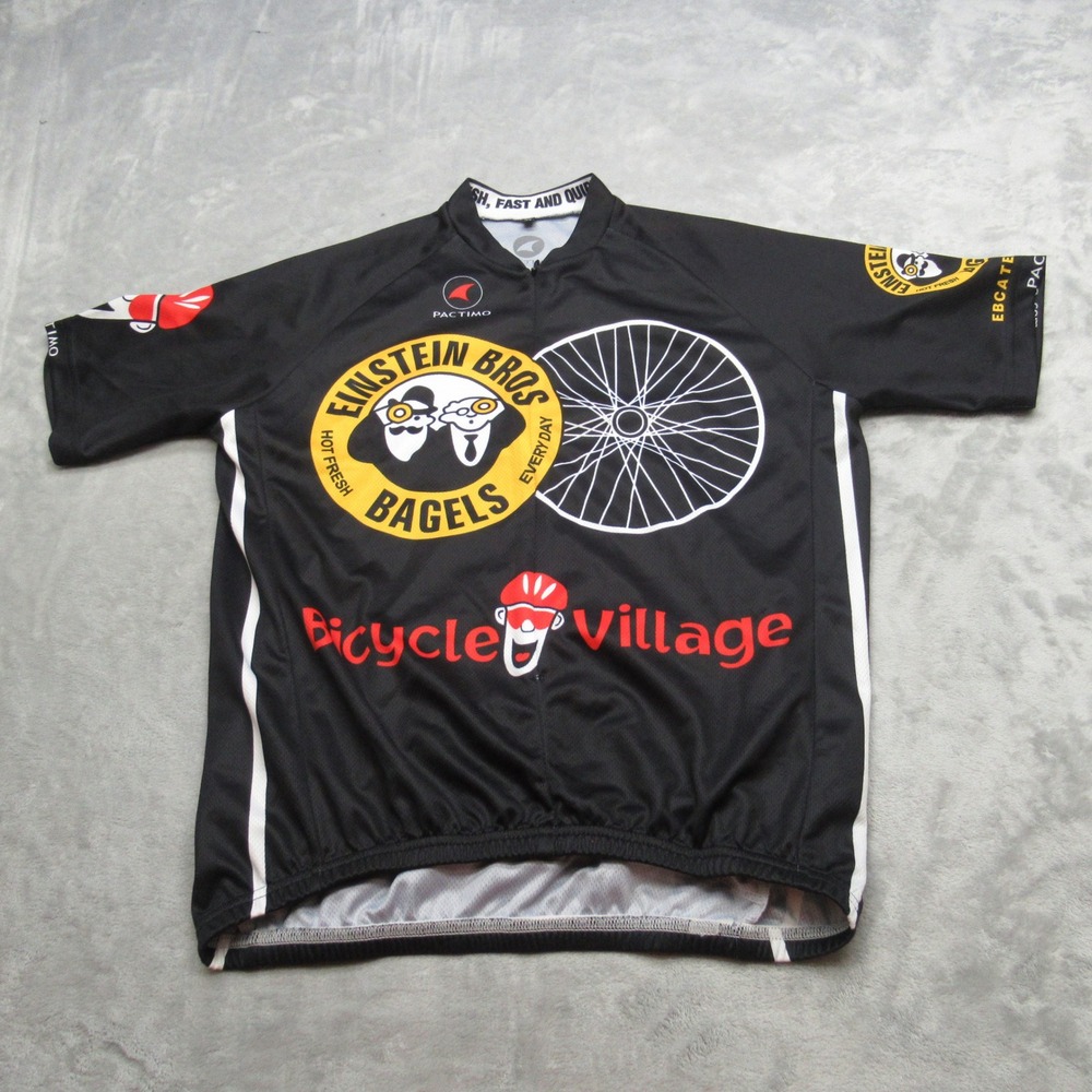 Pactimo Cycling Jersey Unisex XS Black Bicycle‎ Village Full Zip Short Sleeve